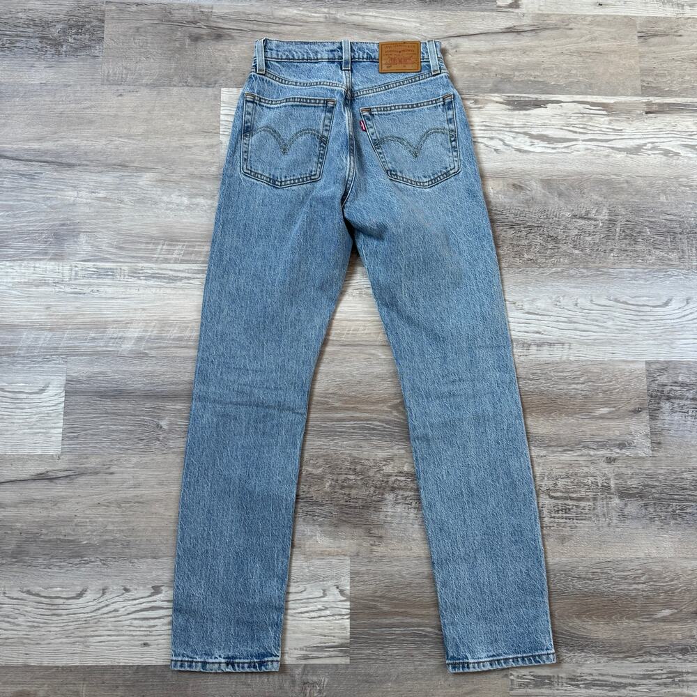 Levi's Premium 501 Jeans High Rise Straight Medium Wash Button Fly Stretch 24x30